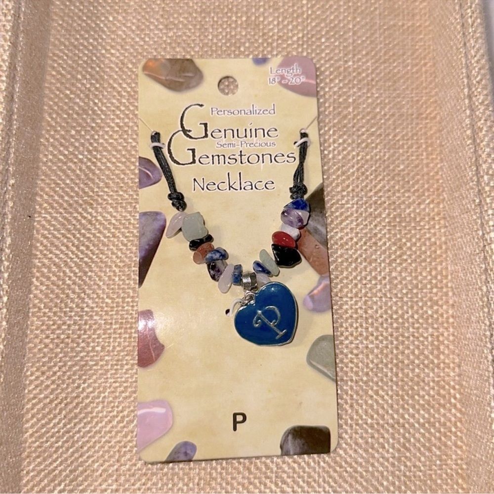 Genuine Gemstones Semi-Precious Personalized P Necklace